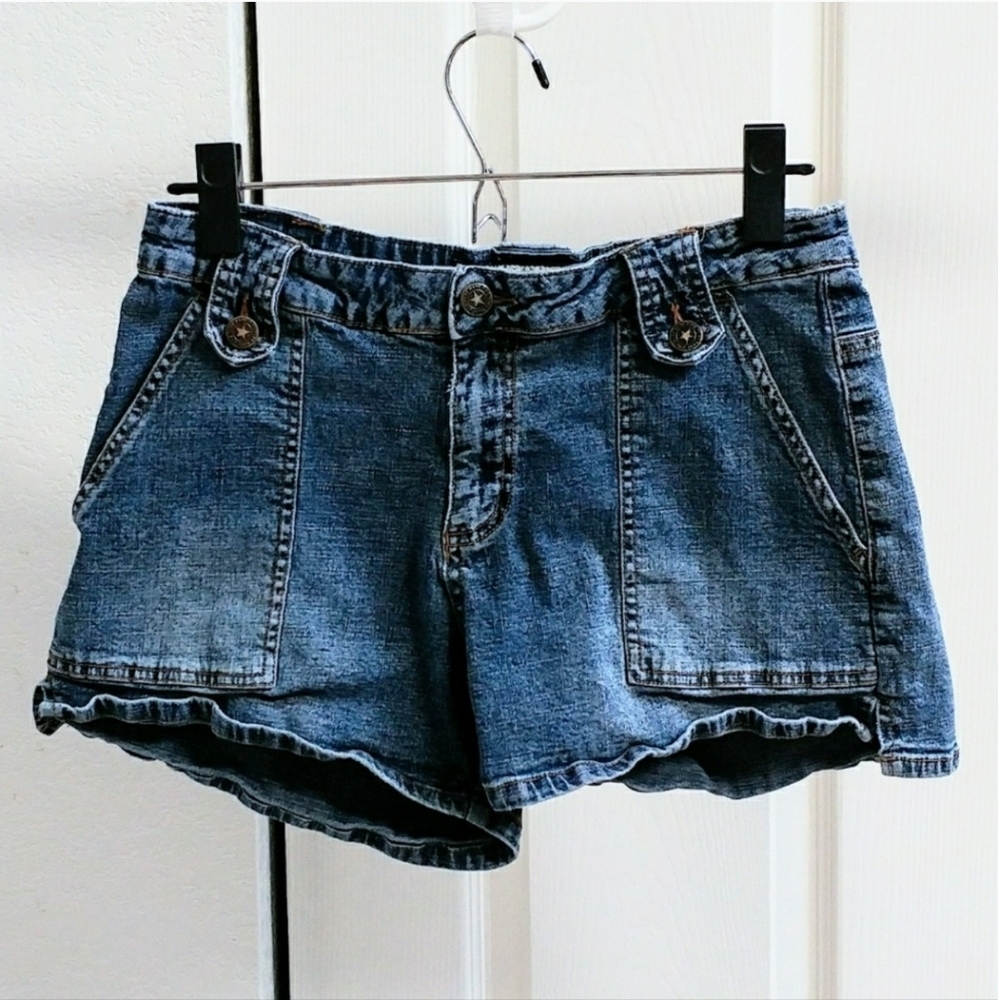 One Tough Babe denim shorts with button details